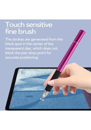 At-31 İletken Kumaş Kafa Hassas Enayi Kapasitif Kalem Kafası 2'si 1 Arada El Yazısı Kalemi 2 Kalem Kafalı Gümüş Beyaz