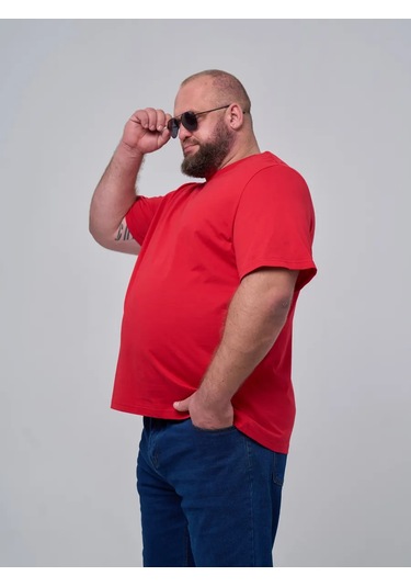 Stark Cotton Super Big Büyük Bedenler İçin Oversize Temel Tişört 292388775 Kirmizi