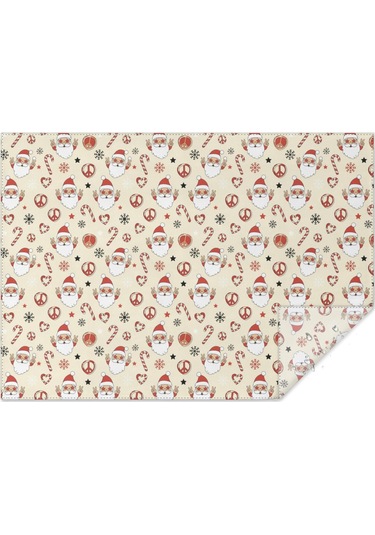Noel Desenli Dikdörtgen Masa Örtüsü 60x84 İnç, Su Geçirmez Ve Leke Tutmaz Noel Baba Noel Barış