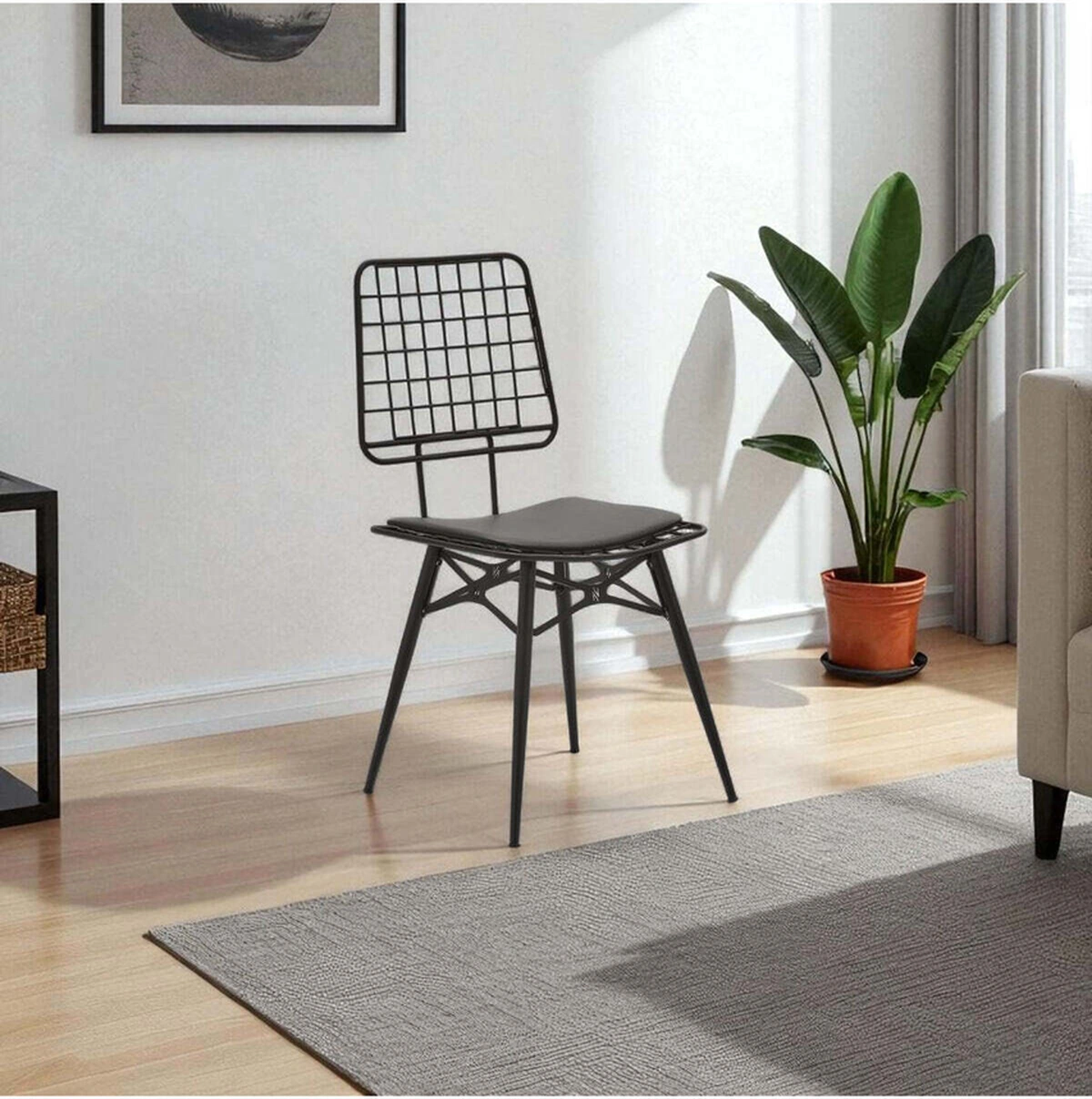 Dengema Rio S19 Kolsuz Sandalye Siyah Dokuma Kumaş, Metal Siyah Ayak Siyah