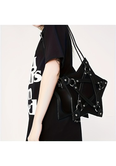 Siyah Yıldız Şekilli Omuz Çantası, Siyah