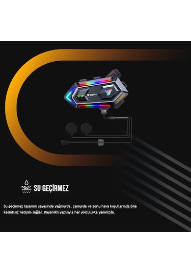 Y20 Max Motorsiklet Intercom Su Geçirmez Kask 2 Kişi Telsiz Bağlantılı Intercom Rgb Intercom