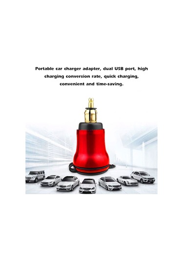 Youtek Bmw Araba/motosiklet Usb Şarj Cihazı, Qc3.0 Hızlı Şarj, Voltmetre, 12-24v, Kırmızı Alüminyum Kasa, Çift Usb Portu