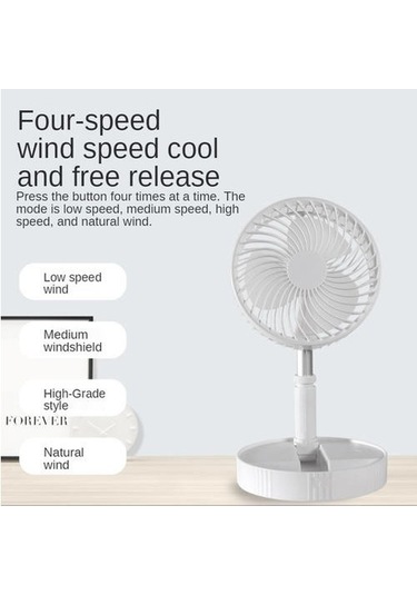 7000 Mah Mini Katlanır Teleskopik Zemin Fan Usb Şarj Edilebilir Yaz Dilsiz Sessiz Masaüstü Masa Fan Ofis Yatak Odası Home Fanlar 1z202v Beyaz