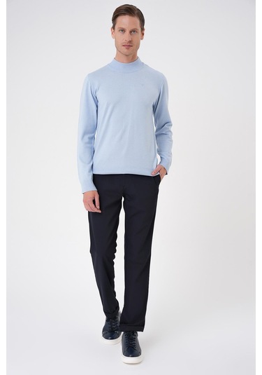 Tr 876 Slim Fit Mavi Klasik Triko Mavi