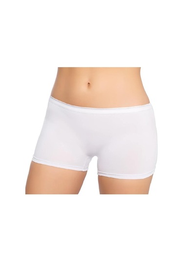 12 Adet Gümüş Bayan Likralı Şort Boxer 3016 Beyaz