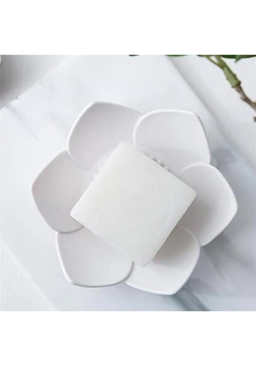 2 Adet Lotus Desenli Sabun Ve Sünger Tutacağı Silikon Gri Su Giderli Lotus Şık Katı Sabunk Diğer