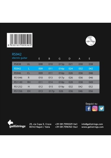 Galli Rs942 Elektro Gitar Teli