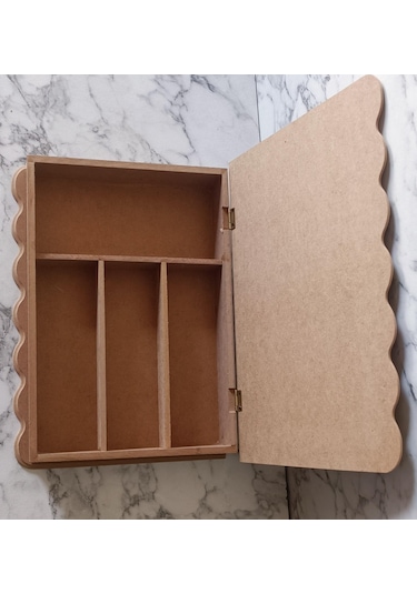 Hobi Adn Kutu Ahşap Ham Mdf Dalgalı Kenar 4 Bölme Kutuda Sevk El Yapım