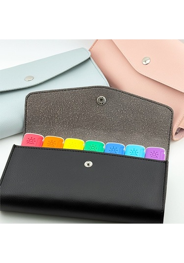 Siyah Taşıma Çantalı 7 Li Renkli Weekly İlaç Kutusu Seti Gri