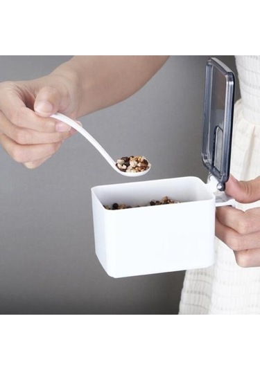 Createtech Sarı Kaşıklı Çeşni Kabı: Pratik Plastik, Düzenli Saklama Kutusu Mutfak İçin Sarı