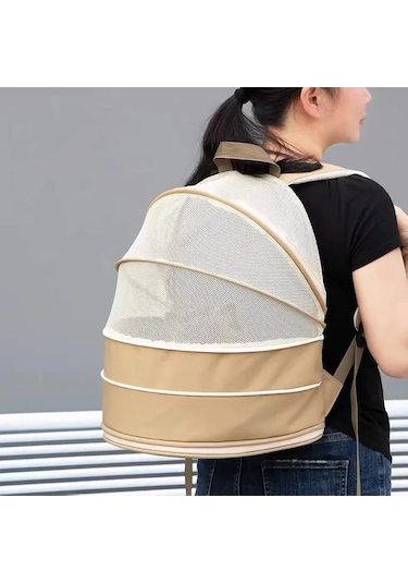 Genişletilebilir Alanlı Açık Tasarımlı Nefes Alabilen Kedi Taşıma Çantası Kahverengi