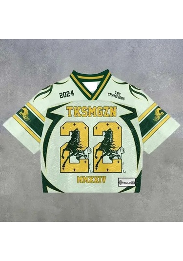 Snapbuy 2025 Y2k Retro Amerikan Futbol Forması Nefes Alan Streetwear Tişörtaltınerkek Altın