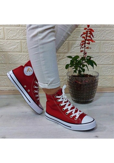 Fiyra 555 Kırmızı Uzun Unisex Sneaker Keten Spor Ayakkabı 001