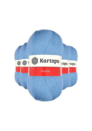 5 Adet Kristal Çift Katlı El Örgü Lif İpi Bebe Mavi K540