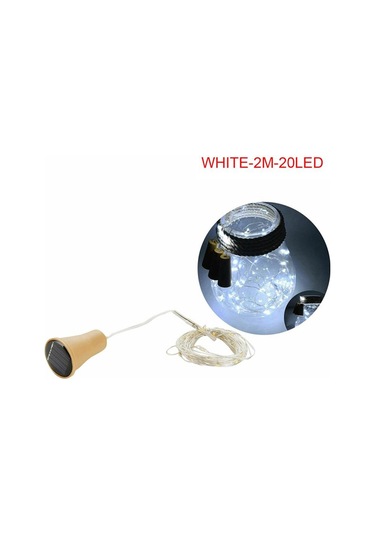 Beyaz Güneş Enerjisi Şarap Şişesi Işıkları Led Dizeleri Bakır Tel Ev Partisi Dekorasyonu 2m20led Beyaz