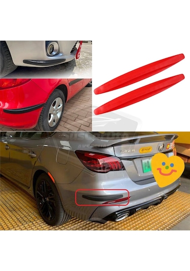 5d Esnek Tampon Uyumlu Koruma Bandı Tampon Koruyucu Şerit Yumuşak Bant 2 Li Paket Kırmızı Karbon