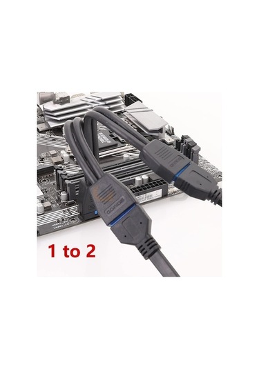 Flybuy 21cm Usb3.0 Anakart 19 Pin Bire İki Uzatma Kablo, Yüksek Hızlı Bağlantı, Dayanıklı