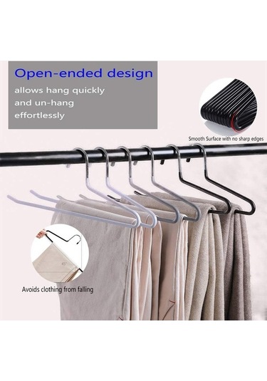 Dancemonkey Cbtx 10 Adet 35 Cm Kaymaz Pantolon Askısı, Z Şekilli Depolama Rafı - Gri Gri