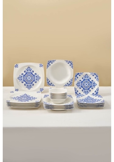 Karaca  Square Bone Miranda 24 Parça 6 Kişilik Yemek Takımı