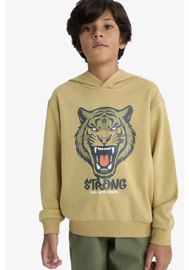 Defacto Kapüşonlu Baskılı Haki Erkek Çocuk Sweatshirt F2859a8/kh258 Haki