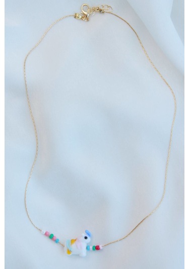 Murano Prenses Atı Cam Kolye Beyaz