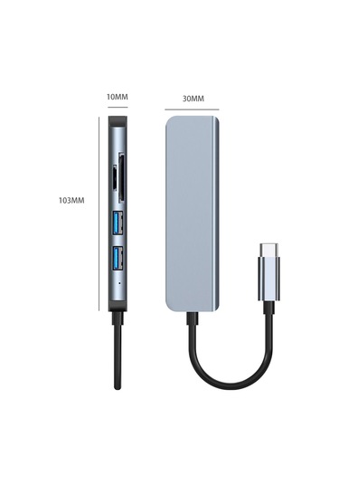 Maiyame Usb-c Çok Fonksiyonlu Hub 5-in-1: Usb3.0 + 2xusb2.0 + Tf + Sd Kart Okuyucu, 5gbps Hızlı Aktarım, Uzay Gri Model 2103t