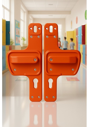 Hilal Kimya Bariyerli Kapı Kolu Turuncu Çocuk Güvenlikli Okul, Kreş Ve Eğitim Alanlarına Uygun