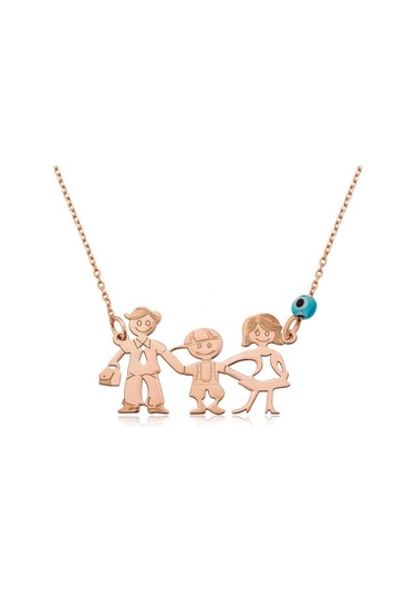 Gümüş Rose Mutlu Aile Kadın Kolye
