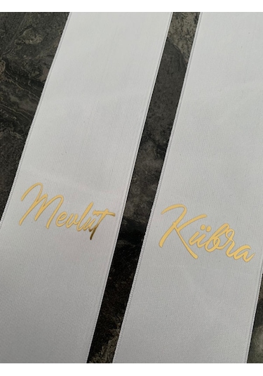 Gelin Damat Isimli Tören Takı Kurdelesi 2 Adet B-49