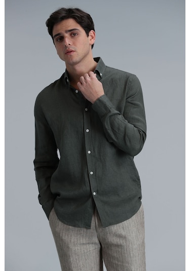Lufian Erkek Pitaya Basic Comfort Fit Gömlek 111010611 Haki