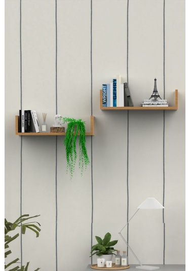 Ahşap Dekoratif Duvar Rafı İkili