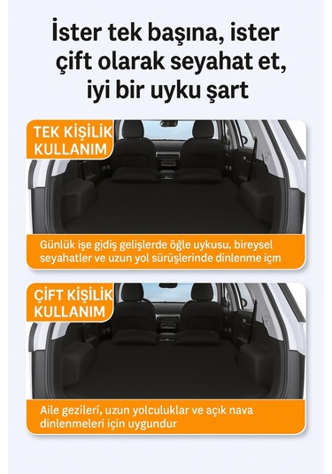 Araç İçi Şişme Yatak Ve Yastık Seti Pompa Dahil Otomobil