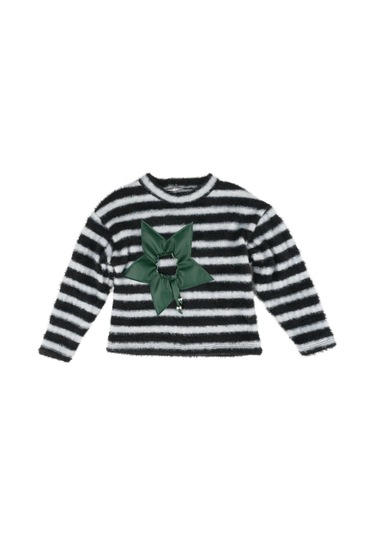 Çiçek Garnili Kazak Siyah