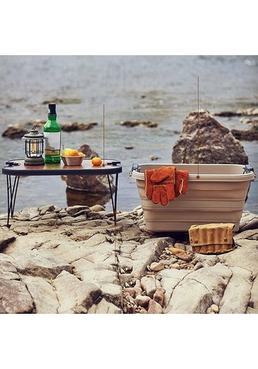 Katlanır Kamp Piknik Sepeti Bej