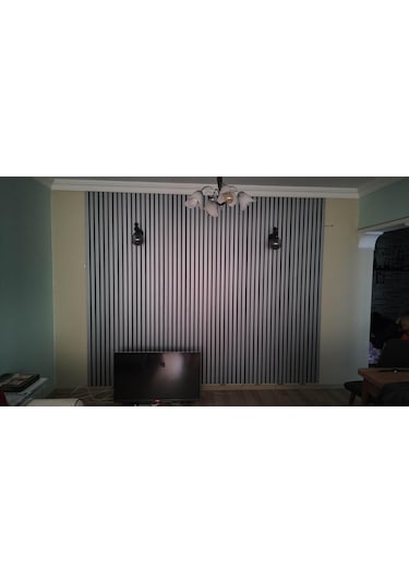 Gümüş Gri Akustik Duvar Paneli 60x240 Ahşap Duvar Paneli 1