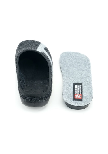 Gezer Kışlık Erkek Pu Alt Taban Çıkarılabilir İç Tabanlıklı Keçe Ev Bahçe Terlik Antrasit