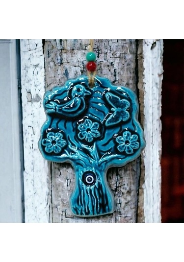 Seramik Kuşlu Nazar Boncuklu Ağaç Modelli Duvar Süsü