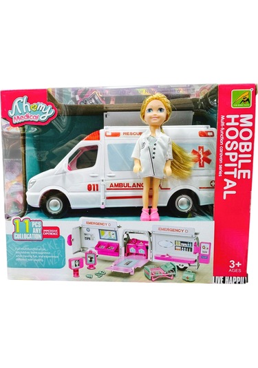 Mobile Hospital Oyuncak Bebekli Ambulans Ve Doktor Seti 11 Parça
