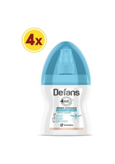 Defans Su Bazlı Sinek Kovucu Vücut Spreyi Yağsız 100 Ml X 4 Adet