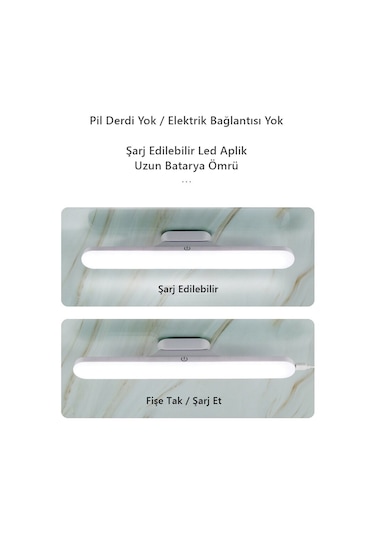 Martı Ledli Aplik Şarjlı Led Işık Mıknatıslı Beyaz Hero Led Aplik