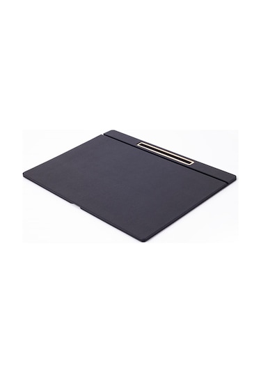 Turgut Office Deri Kapaklı Masa Sümeni Siyah Gold Detaylı 50 x 35 CM