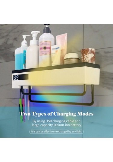 Akıllı Uv Diş Fırçası Rafı, 2 Havlu Barı, Diş Fırçası Sanitizatörü, Duvara Monte Banyo Diş Fırçası Tutucu, Usb Şarjlı Elektrikli Diş Fırçası Organizeri Siyah