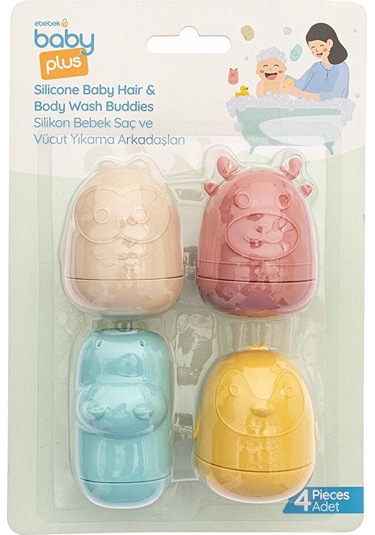 Baby Plus Oyuncaklı Yumuşak Silikon Bebek Saç Ve Vücut Yıkama Arkadaşları 4'lü