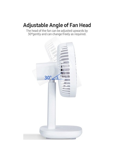 Pazly 6.5 Masaüstü Titreşimli Usb Şarjlı 3 Hızlı Fan, 4000mah Pil, Led Göstergeli, Siyah, Beyaz, Pembe