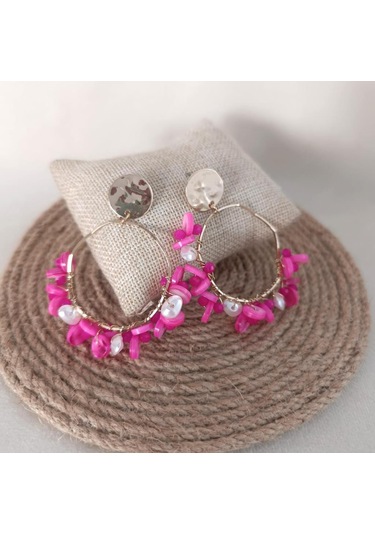 Küpe Otantik Doğal Taş Halka Sallantılı Küpe Nişan Düğün Kadın Takı Hediye Pembe