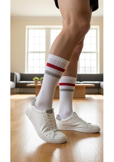 Erkek Siyah Beyaz Soket Çorap 2 Li Set Pamuklu Spor Ve Günlük Kullanım Plus Scorpion Siyah Beyaz