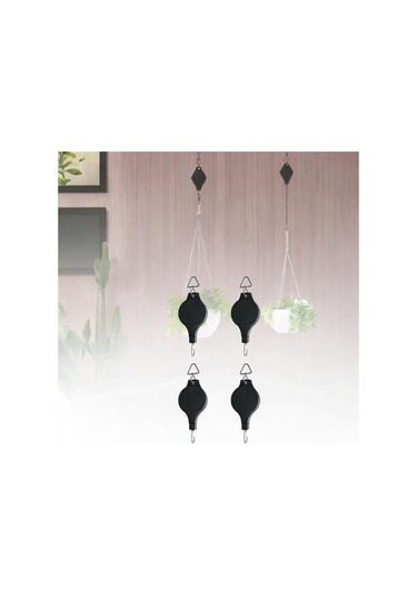 Pazly Suntek Siyah Makaralı Çiçek Askılı 4 Adet Bitki Sepeti Qn