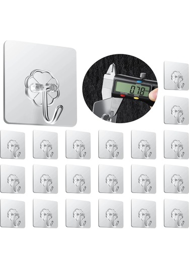 Padalink 20 Adet Şeffaf Otomatik Yapışkan Duvar Kancası - Pvc Ve Paslanmaz Çelik, Ev Dekorasyonu, Mutfak, Banyo İçin Kullanım Kolay