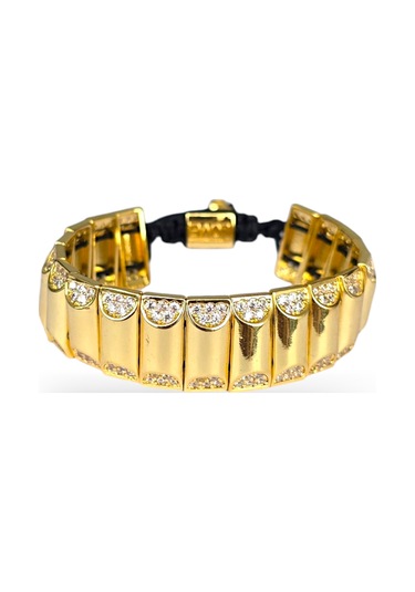Kenarları Taşlı Jj Çelik Bileklik Gold - Çelik